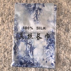 Silk  blue and white elegant scalf